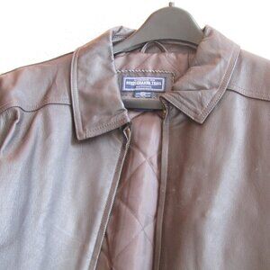 Susquehanna Trail Vintage Brown Genuine Leather Mens Bomber Jacket Large